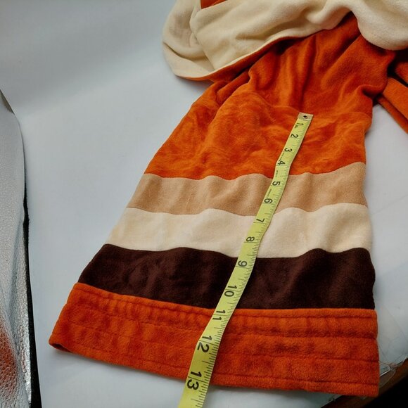 Luxarobe Robe Men Size 36 Medium Hooded Velvet Orange Pockets Belted READ - Picture 6 of 9